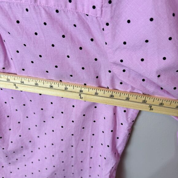Talbots Cotton Feminine Popover Blouse Size 1X Plus Pink Polka Dot Preppy Office - Picture 5 of 7